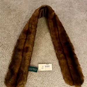 Ralph Lauren Brown Faux Fur mini Scarf NWT